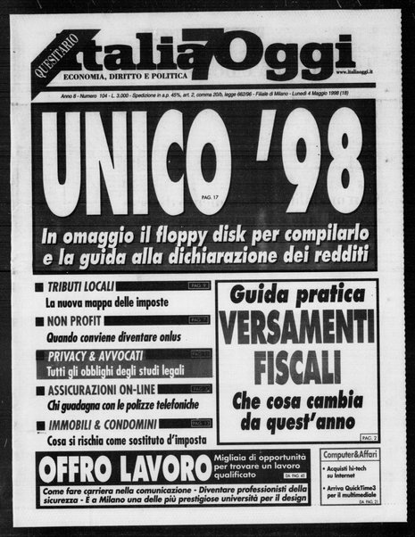 Italia oggi : quotidiano di economia finanza e politica